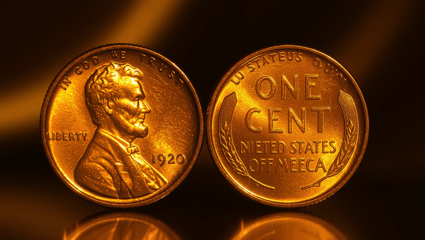 Detailný pohľad na zlatú mincu s portrétom Abrahama Lincolna.