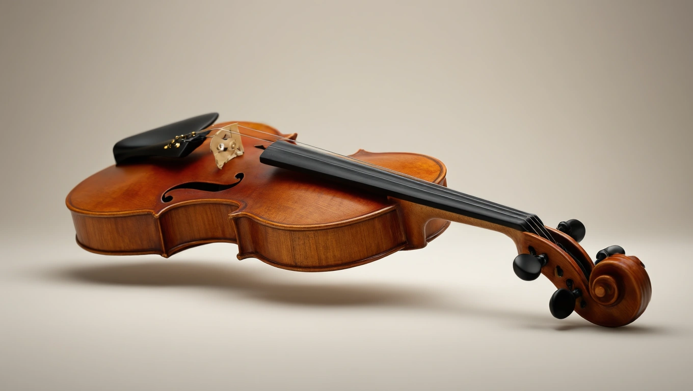 Krásne husle s lesklým povrchom, ktoré symbolizujú harmóniu a kreativitu.