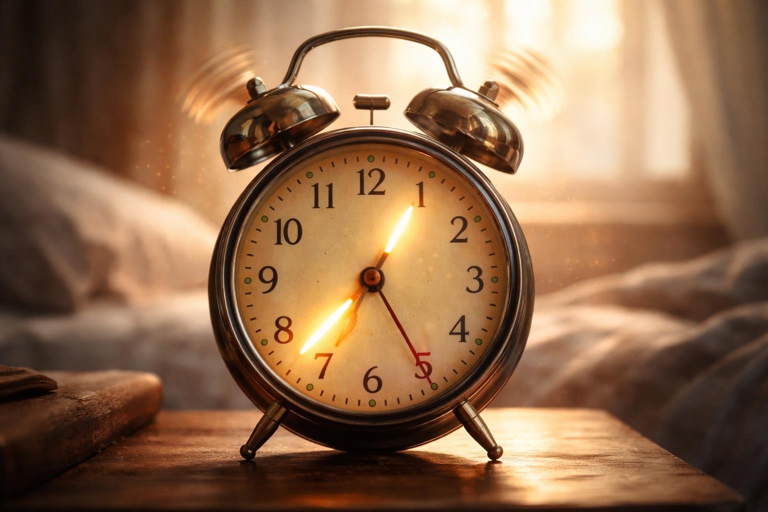 Žena prerušene vstáva zo spánku pri zvuku budíka v noci