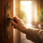 Symbolická kľučka na dverách predstavujúca prechod a zmenu