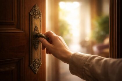 Symbolická kľučka na dverách predstavujúca prechod a zmenu