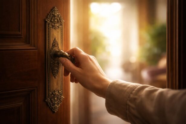 Symbolická kľučka na dverách predstavujúca prechod a zmenu