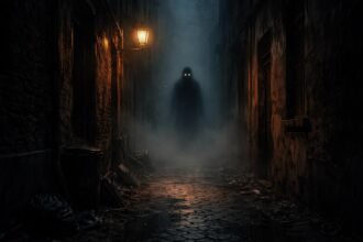 Sen o monštre v úzkej temnej uličke počas noci