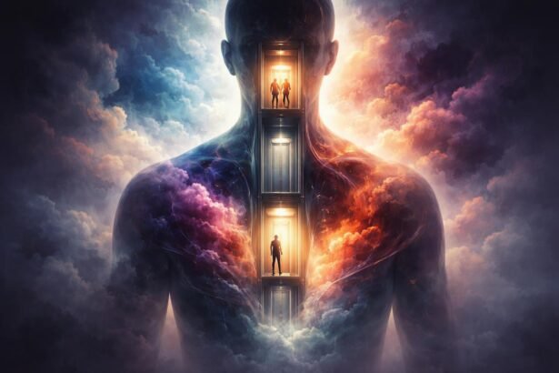 Symbolický výťah znázorňujúci vnútornú zmenu a pohyb v živote človeka